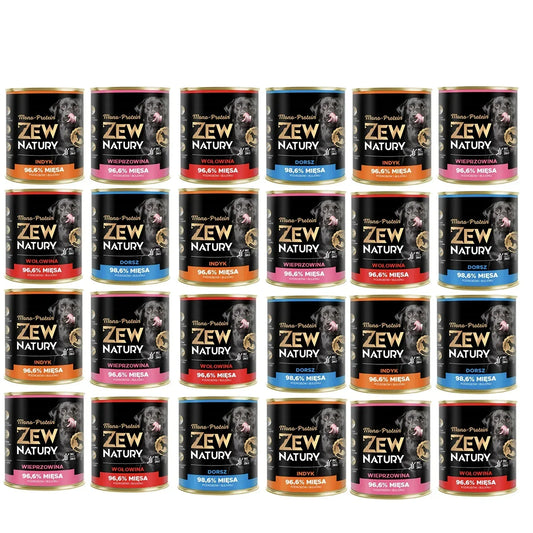 24 x Mokra Karma Mix Smaków 800g MONO-PROTIN BEZ KURCZAKA Dla Psa Zew Natury - Zew Natury