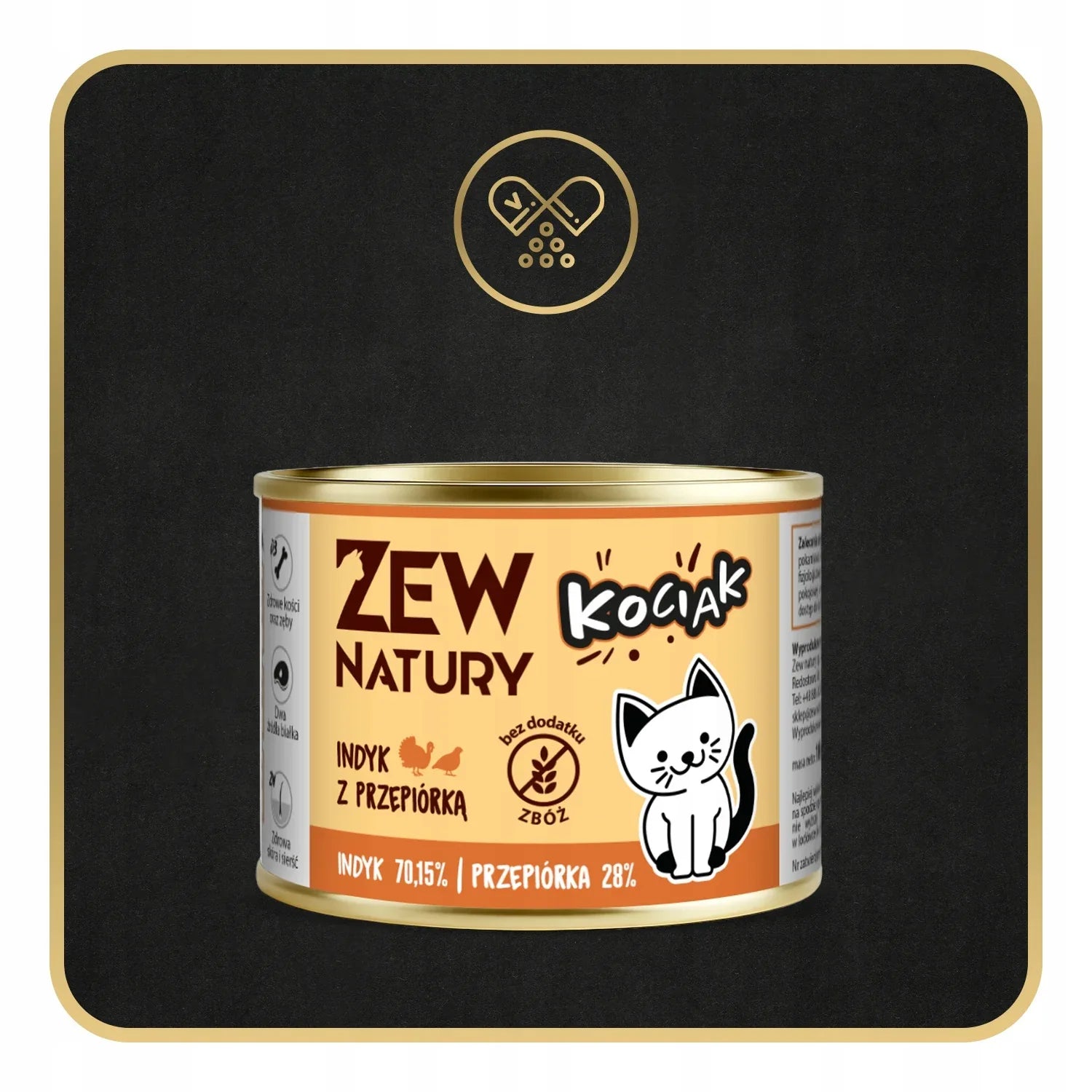 Zew Natury KOT Junior przepiórka puszka 185g - Zew Natury