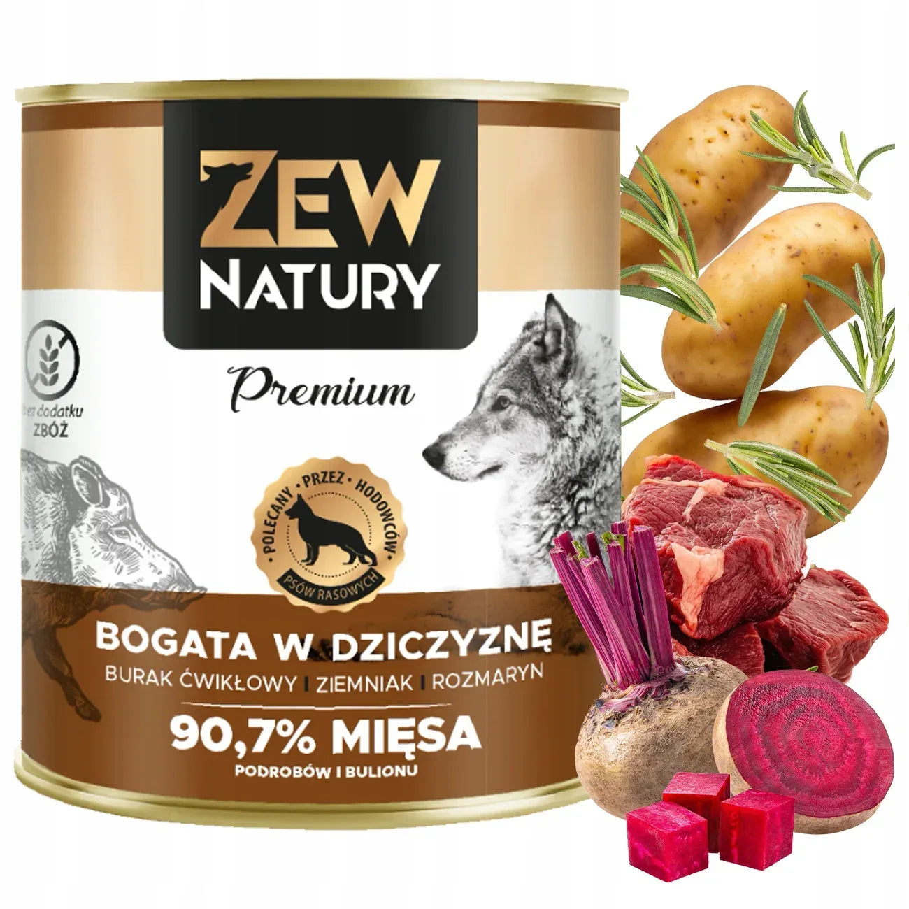 10 x Mokra Karma Bogata w Dziczyznę 800g Dla Psa ZEW NATURY - Zew Natury