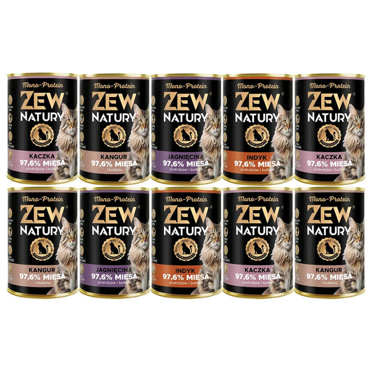 10 x Mokra Karma Mix Smaków 400g Mono-Protein Dla Kota Zew Natury - Zew Natury