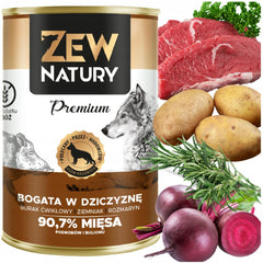 10 x Mokra Karma Bogata w Dziczyznę 400g Dla Dorosłych Psów - Zew Natury