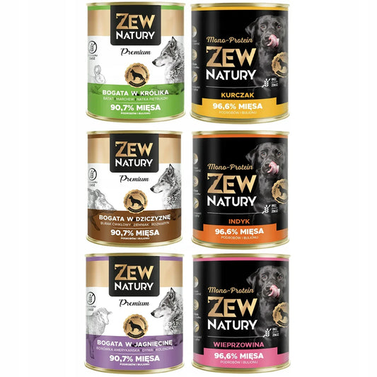 6 x Mokra Karma Mix smaków 800g PREMIUM MONO-PROTEIN Dla Psa Zew Natury - Zew Natury