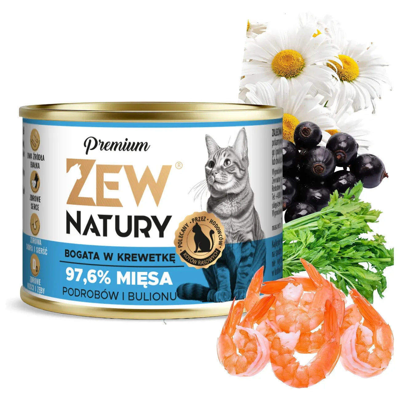 Zew Natury KOT Premium bogata w krewetkę puszka 185g - Zew Natury