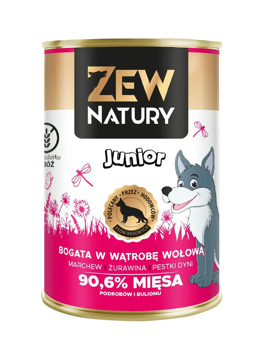 Mokra Karma Bogata w Wątrobę Wołową 400g JUNIOR dla Psa Zew Natury - Zew Natury