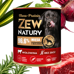 10 x Mokra Karma z Wołowina 800g MONO-PROTEIN Dla psa Zew Natury