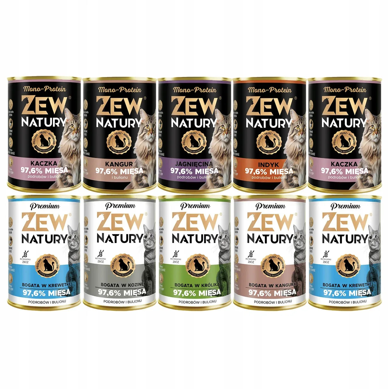 10 x Mokra Karma Mix Smaków 400g Premium Bogata W Mix Mono-Protein Dla Kota Zew Natury - Zew Natury