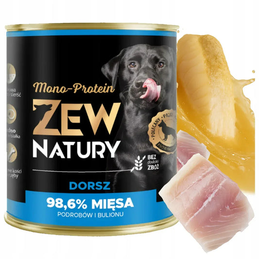 10 x Karma Mokra z Dorszem 800g dla Dorosłych Psów Mono-Protein ZEW NATURY - Zew Natury