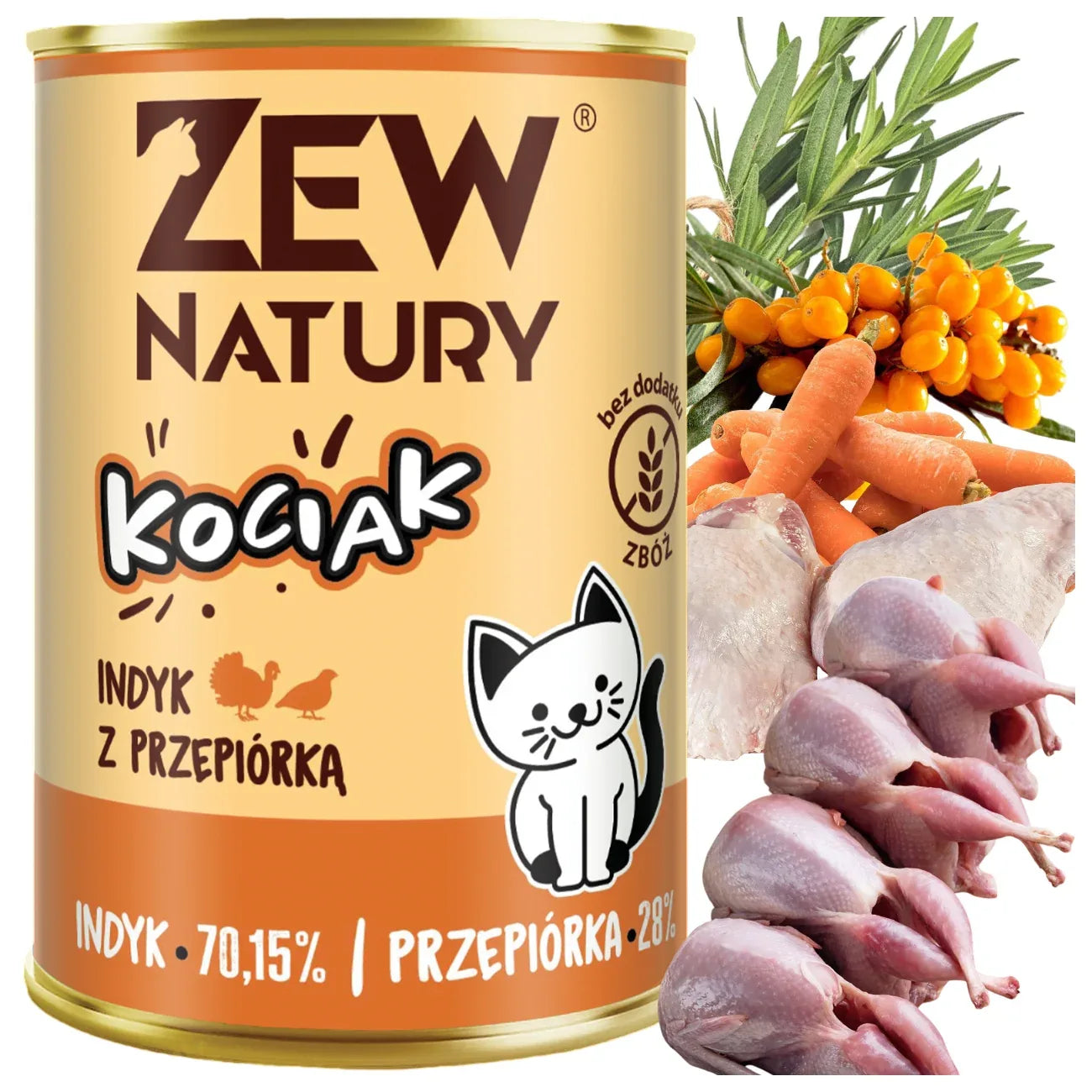 10 x Mokra Karma z Indykiem i Przepiórką 400g Dla Kociąt Zew Natury - Zew Natury