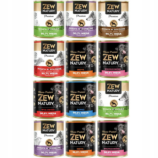 12x Mokra Karma Mix Smaków 800g PREMIUM MONO-PROTEIN Bez Kurczaka Dla Psa Zew Natury - Zew Natury