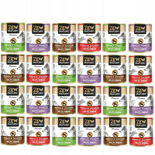 24 x Mokra Karma Mix smaków 800g PREMIUM BEZ KURCZAKA Dla Psa Zew Natury - Zew Natury