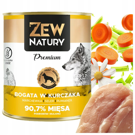 10 x Mokra Karma z Kurczakiem 800g PREMIUM Dla Psa Zew Natury - Zew Natury