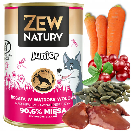 Mokra Karma Bogata w Wątrobę Wołową 400g JUNIOR dla Psa Zew Natury - Zew Natury