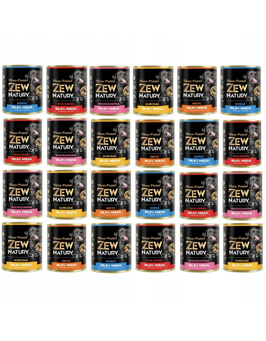 24 x Mokra Karma Mix Smaków 800g MONO-PROTEIN Hipoalergiczna Dla Psa Zew Natury