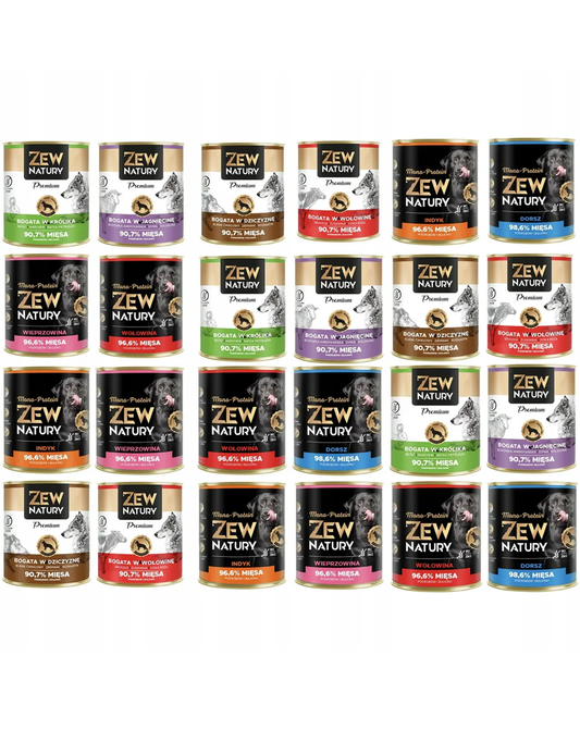 24 x Mokra Karma Mix Smaków 800g MONO-PROTEIN Bez Kurczaka Dla Psa Zew Natury PREMIUM