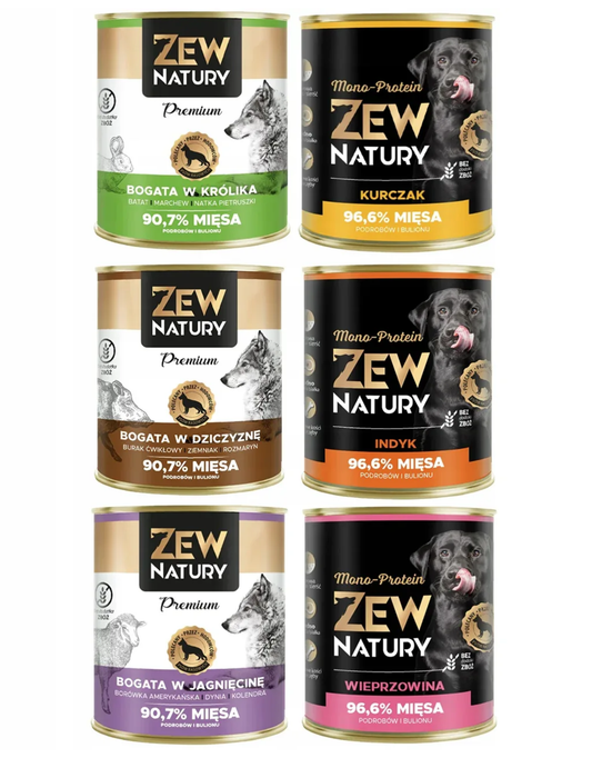 6 x Mokra Karma Mix smaków 800g PREMIUM MONO-PROTEIN Dla Psa Zew Natury