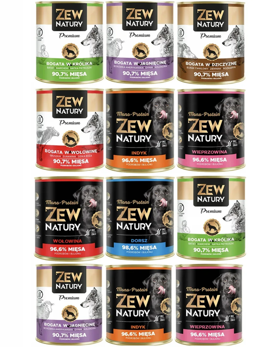 12x Mokra Karma Mix Smaków 800g PREMIUM MONO-PROTEIN Bez Kurczaka Dla Psa Zew Natury