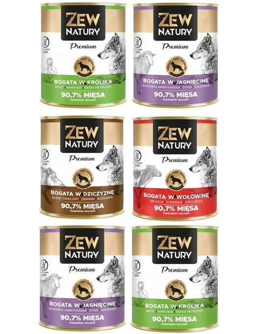 6 x Mokra Karma Mix smaków 800g  BEZ KURCZAKA PREMIUM Dla Psa Zew Natury