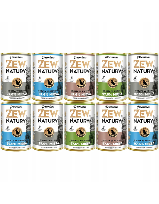 10 x Mokra Karma Mix Smaków 400g Premium Bogata W Dla Kota Zew Natury