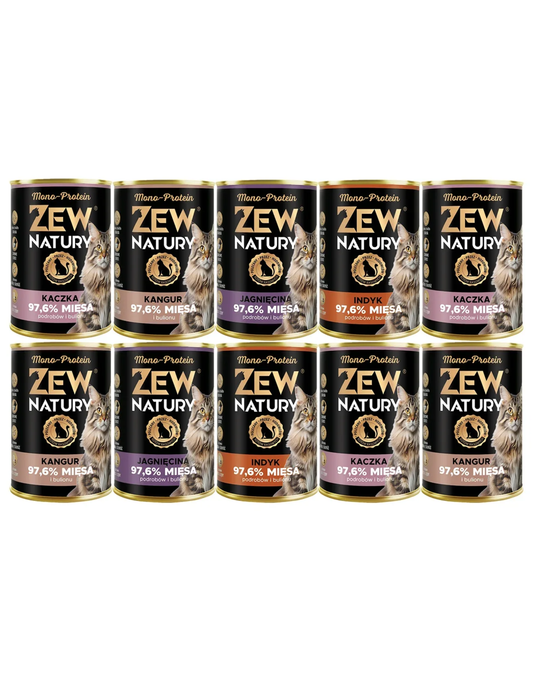 10 x Mokra Karma Mix Smaków 400g Mono-Protein Dla Kota Zew Natury