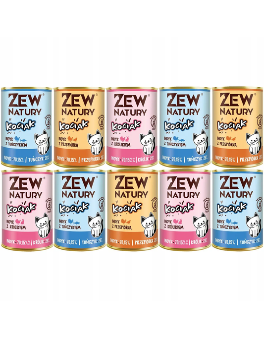 10 x Mokra Karma Mix Smaków 400g Junior Zew Natury Kociak