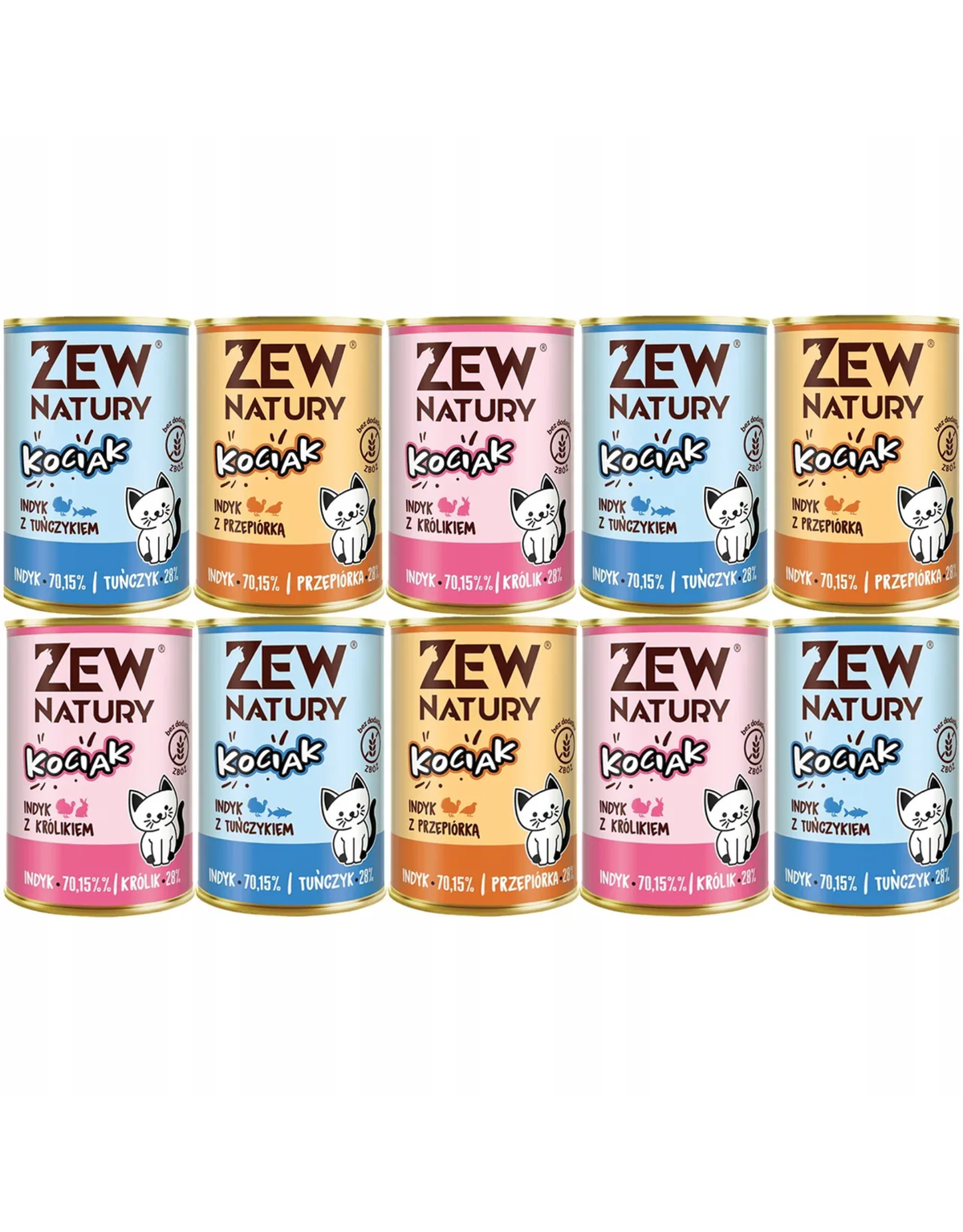 10 x Mokra Karma Mix Smaków 400g Junior Zew Natury Kociak