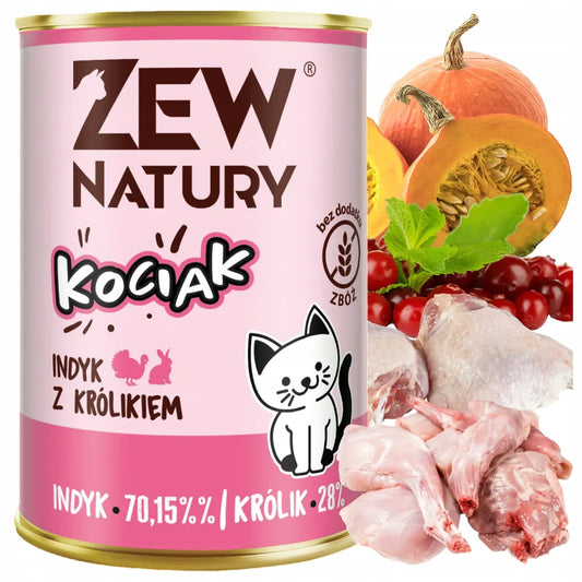 10 x Mokra Karma z Indykiem i Królikiem 400g dla Kota Zew Natury - Zew Natury