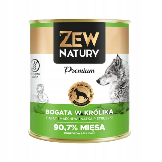10 x Mokra Karma Bogata w Królika 800g PREMIUM Zew Natury dla psów dorosłych - Zew Natury