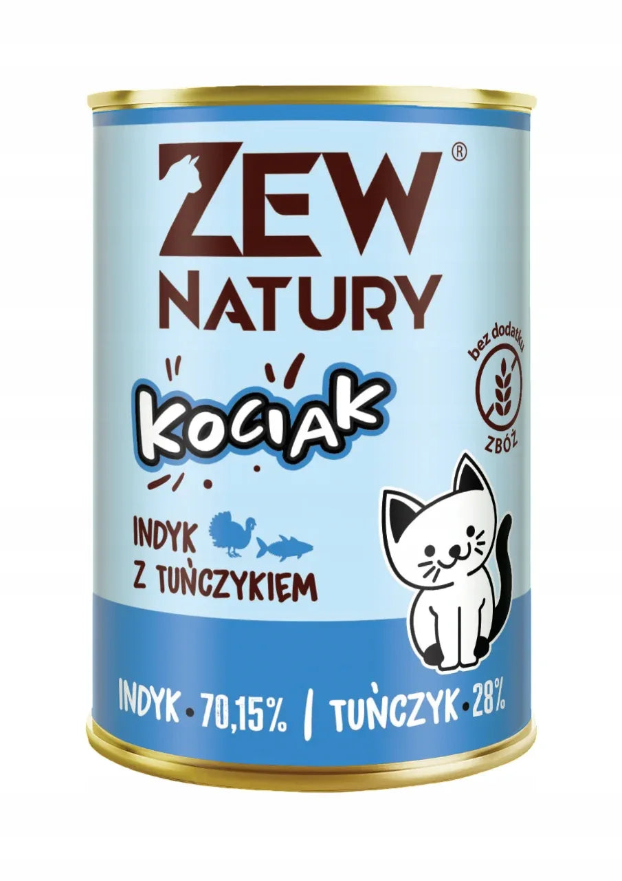 10 x Mokra Karma Indyk z Tuńczykiem 400g Dla Kociąt Zew Natury - Zew Natury
