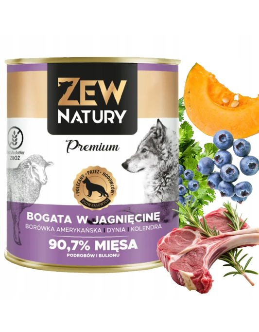 Mokra Karma Bogata w Jagnięcinę 800g PREMIUM Dla Psa Zew Natury