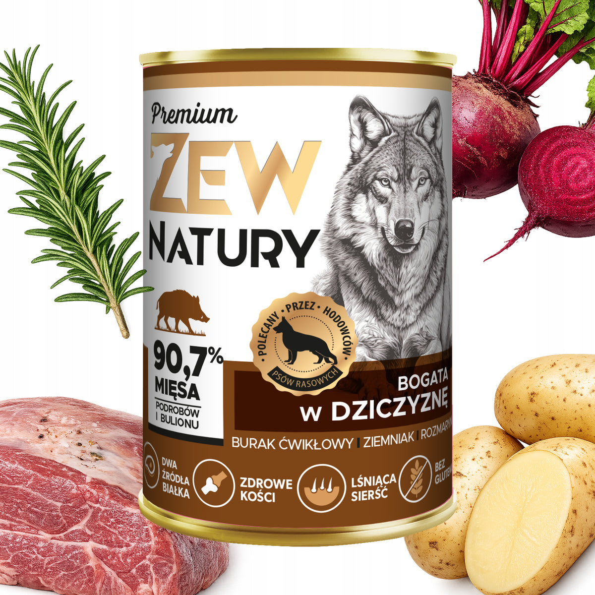 10 × Mokra karma Dziczyzna z Wieprzowiną Premium dla psa 400 g