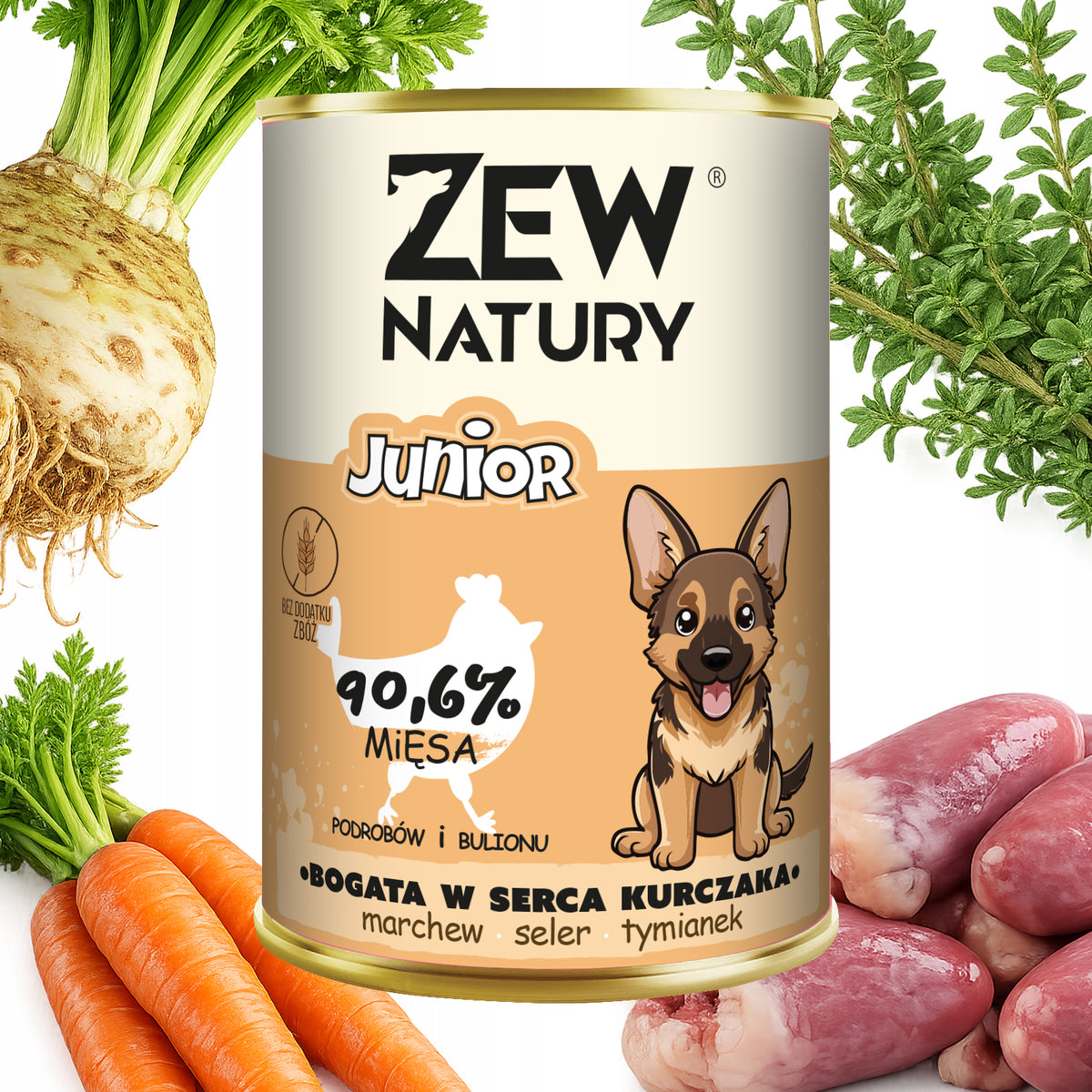Mokra Karma Serca z Kurczaka 400 g JUNIOR dla Psa Zew Natury