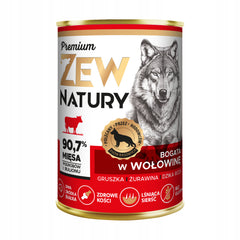 10 x Mokra Karma Bogata w Wołowinę 400g dla Psa ZEW NATURY