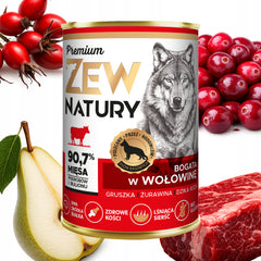10 x Mokra Karma Bogata w Wołowinę 400g dla Psa ZEW NATURY