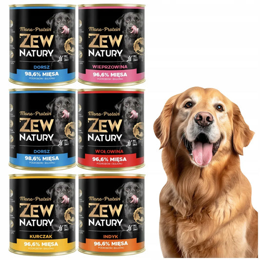 6 x Mokra Karma Mix Smaków 800g MONO-PROTEIN Dla Psa Zew Natury - Zew Natury