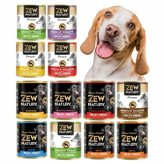 12 x Mokra Karma Mix smaków 800g MONO-PROTEIN PREMIUM Dla Psa Zew Natury - Zew Natury