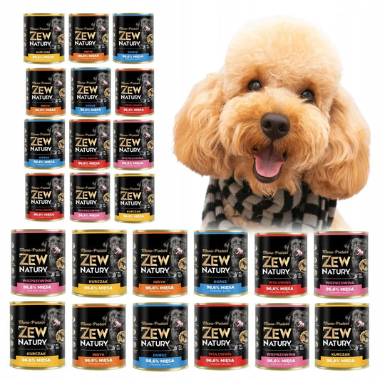 24 x Mokra Karma Mix Smaków 800g MONO-PROTEIN Hipoalergiczna Dla Psa Zew Natury - Zew Natury