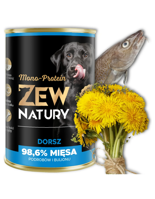 Mokra Karma Dorsz Cała Ryba 400g MONO-PROTEIN Dla psa ZEW NATURY