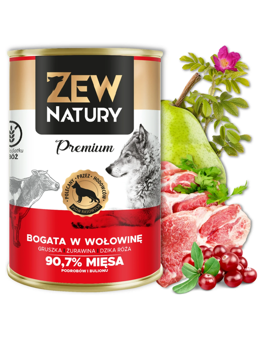 10 x Mokra Karma Bogata w Wołowinę 400g dla Psa ZEW NATURY