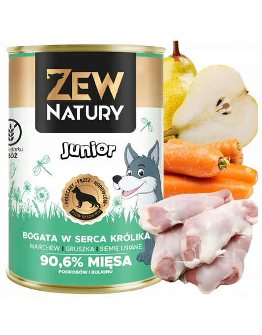 Mokra Karma Dla Szczeniąt Bogata w Królika - Puszka 400g Zew Natury JUNIOR