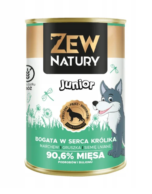 Mokra Karma Dla Szczeniąt Bogata w Królika - Puszka 400g Zew Natury JUNIOR