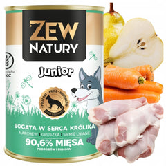 10 x Mokra Karma Dla Szczeniąt Bogata w Królika - Puszka 400g Zew Natury JUNIOR