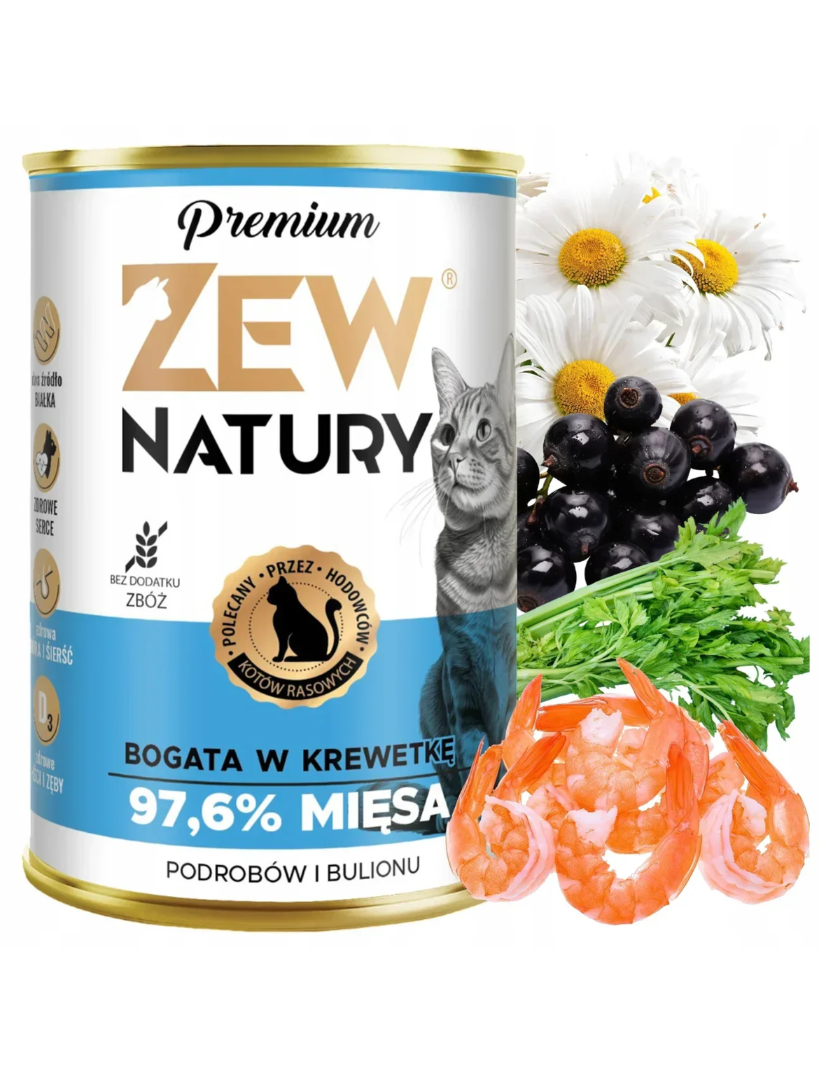 10x Mokra Karma Bogata W Krewetkę 400g Premium Dla Kota Zew Natury