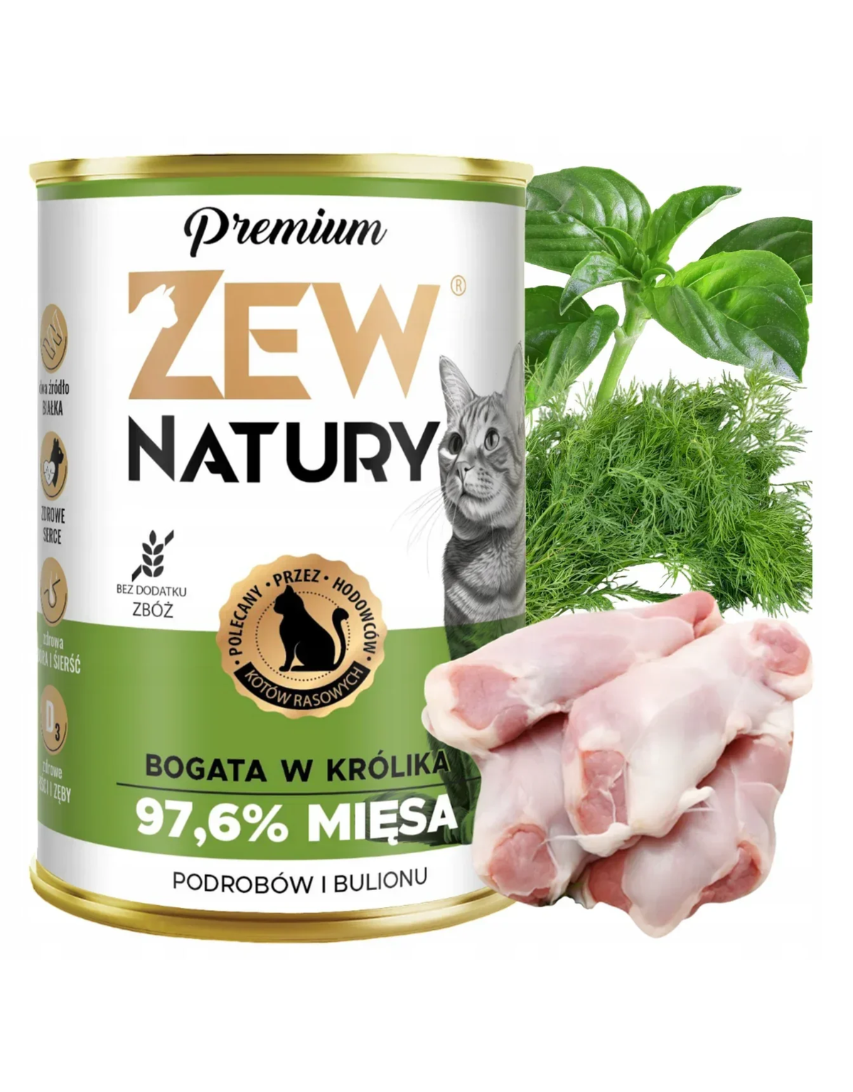 10x Mokra Karma Bogata W Królika 400g Premium Dla Kota Zew Natury