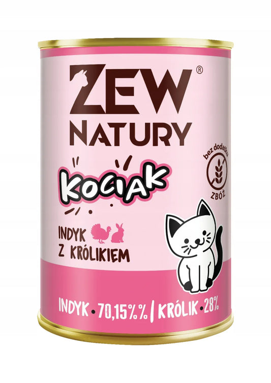 10 x Mokra Karma z Indykiem i Królikiem 400g dla Kota Zew Natury - Zew Natury