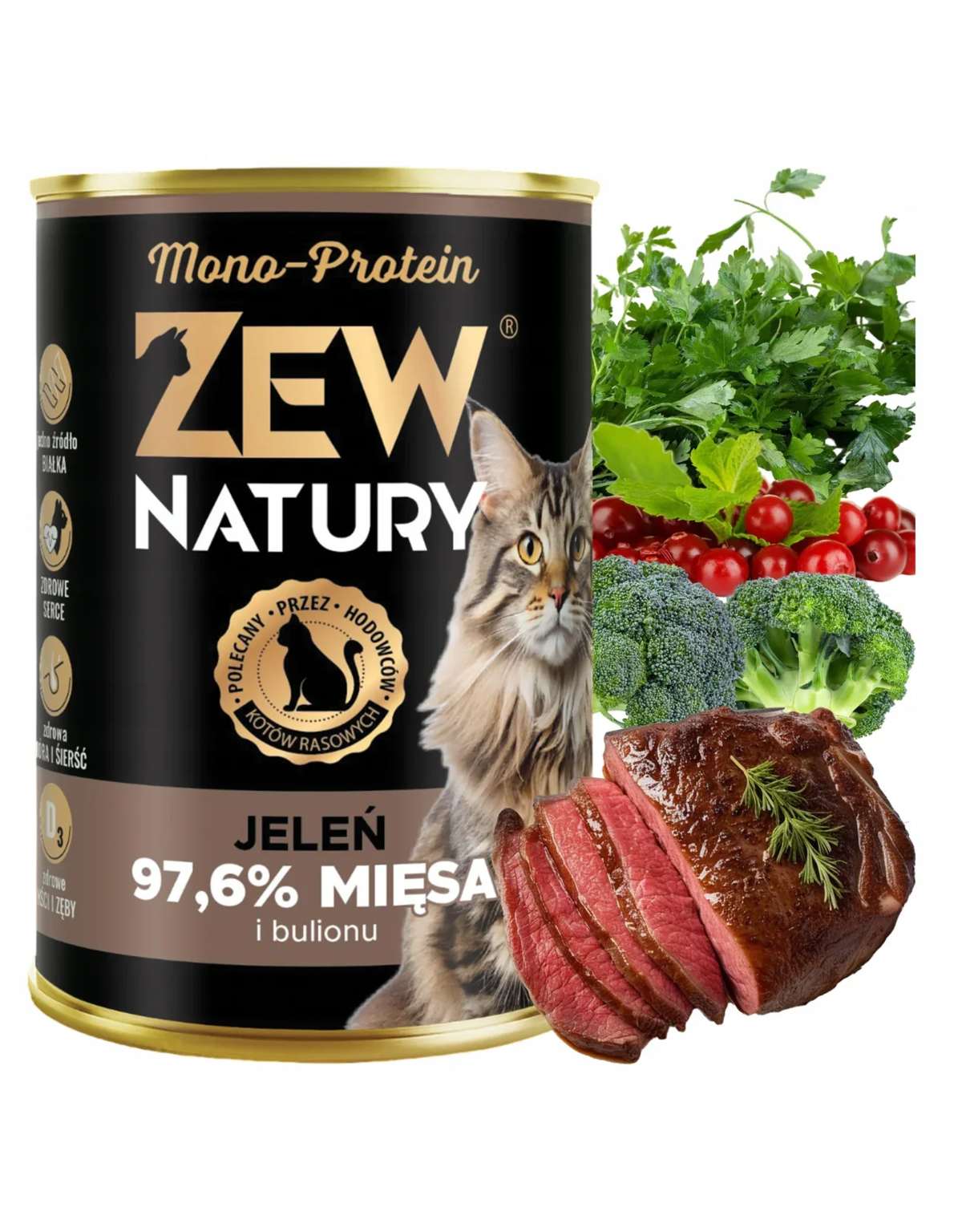 10 × Mokra karma Jeleń Mono-Protein dla kota 400 g