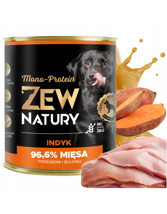 10 x Mokra Karma z Indykiem 800g MONO-PROTEIN Dla psa Zew Natury