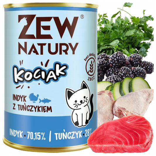 10 x Mokra Karma Indyk z Tuńczykiem 400g Dla Kociąt Zew Natury - Zew Natury