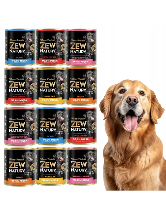 12 x Mokra Karma Mix Smaków 800g MONO-PROTEIN Hipoalergiczna Dla Psa Zew Natury