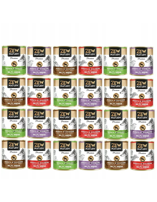 24 x Mokra Karma Mix smaków 800g PREMIUM BEZ KURCZAKA Dla Psa Zew Natury