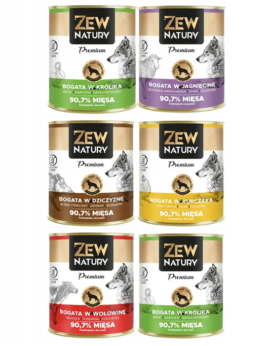 6 x Mokra Karma Mix smaków 800g PREMIUM Dla Psa Zew Natury